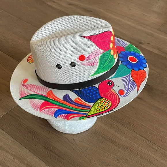 Artisanal Mexican Sombreros Hand Painted Fedora Floral Sombrero Panama Bohemian main image 6